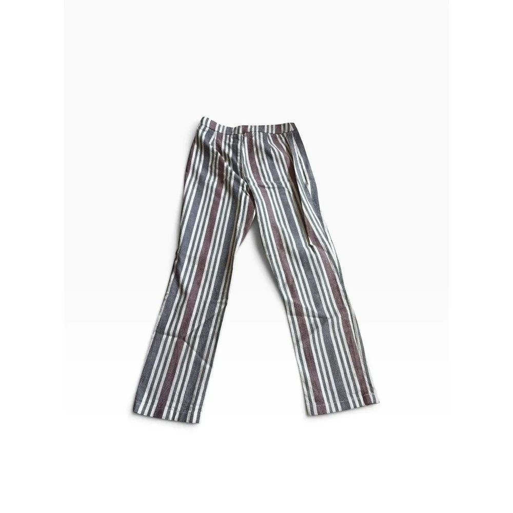 Free People Striped Linen Blend Trousers Size 0 Multi Color Boho Slim Straight
